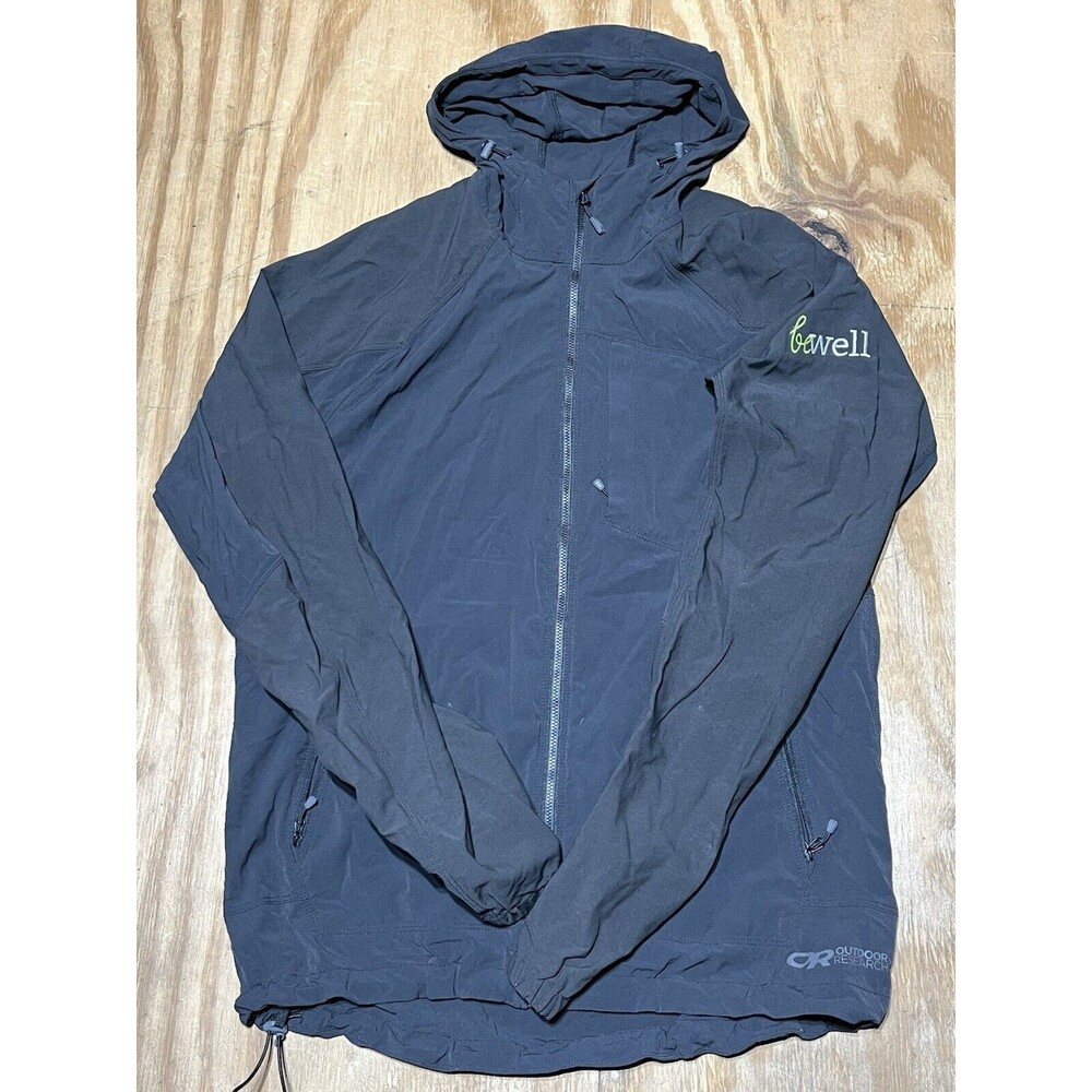 outdoor research jacket Men L Black Fullzip Hood @j3 Soft shell